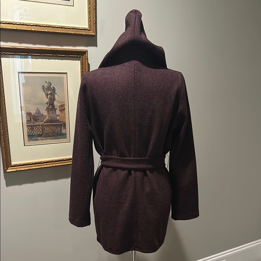 Chic Plum with Gray contrast Wrap Coat - Picture 7 of 9